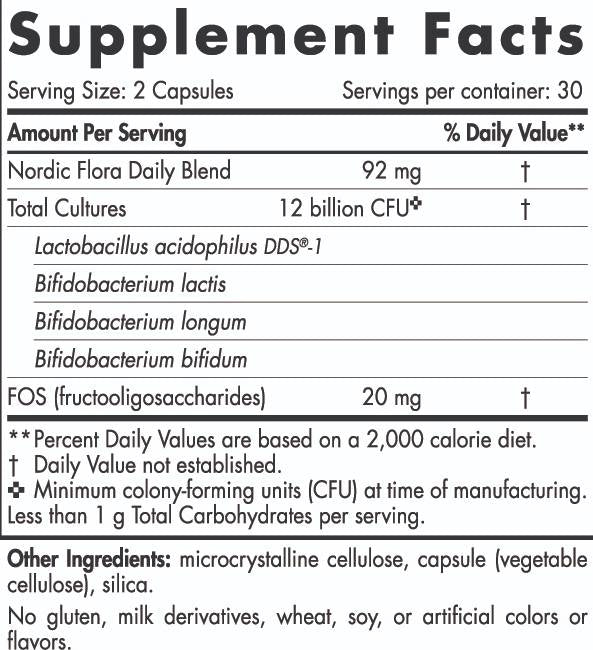 Nordic Flora Probiotic Daily 12 miliárd aktívnych buniek - 60 kapsúl