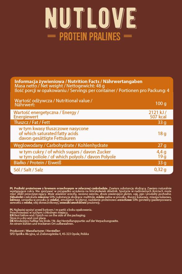 Nutlove Protein Pralines - 48 gramov