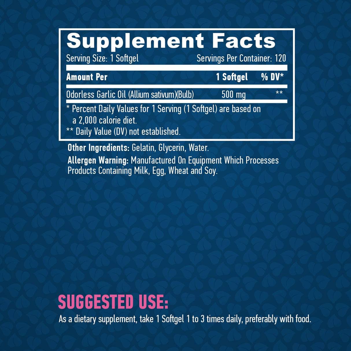 Cesnak bez zápachu 500 mg. / 120 Softgels