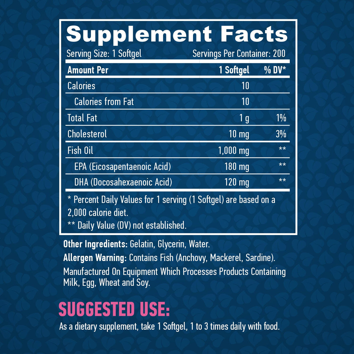 Omega 3 1 000 mg. / 200 Softgels