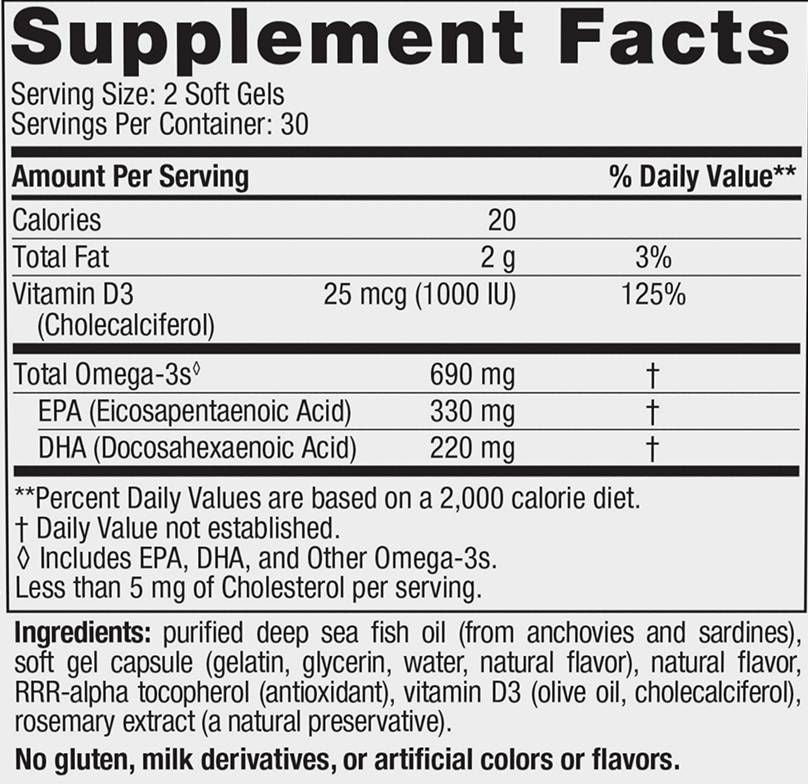 Omega -3d 690 mg - 60 Softgels