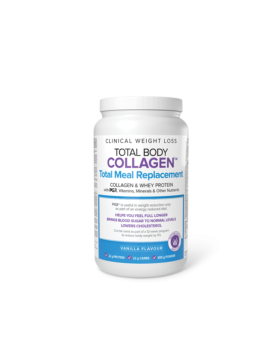 Kolagén, srvátkový proteín s PGX vitamínmi, minerálmi a živinami – Total Body Collagen™, 855 g prášku, vanilková príchuť <tc>Natural Factors</tc>