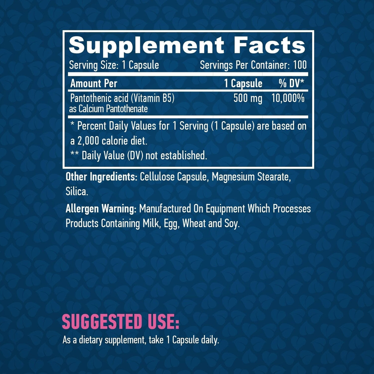 Kyselina pantoténová 500 mg / 100 Vcaps