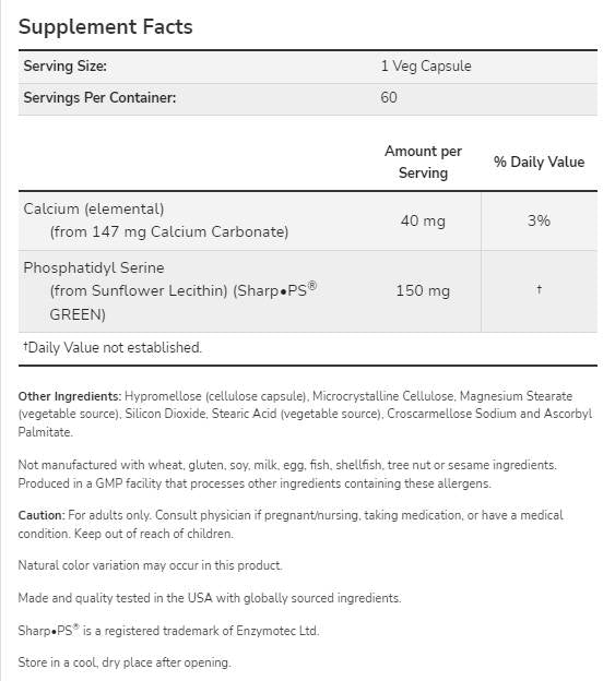 Fosfatidyl serín 150 mg | Bez sóje - 60 kapsúl