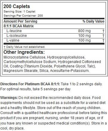Platinum BCAA 8: 1: 1 - 200 kaplet