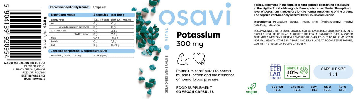 Citrát draselný 300 mg - 180 kapsúl