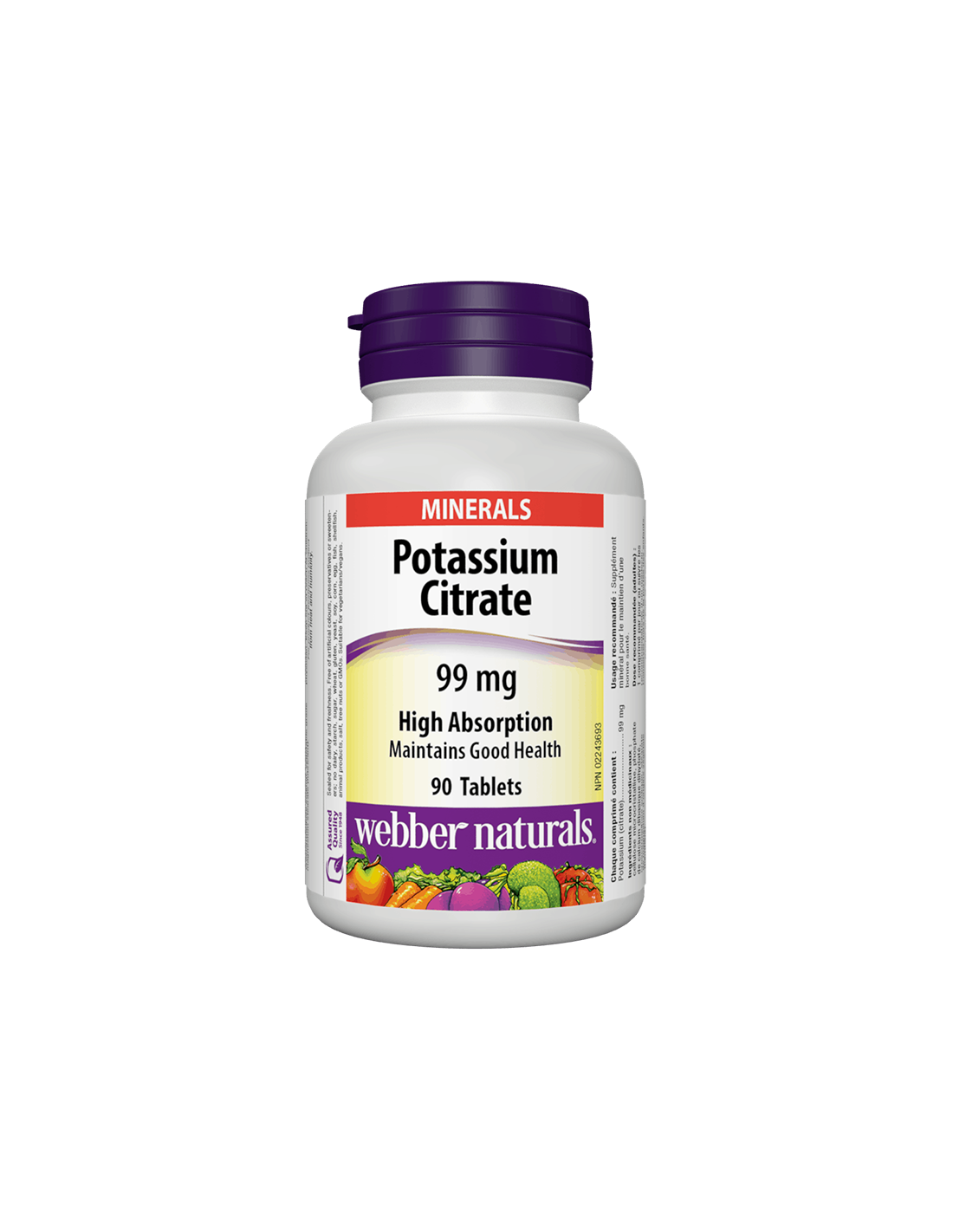 Citrát draselný, 99 mg, 90 tabliet