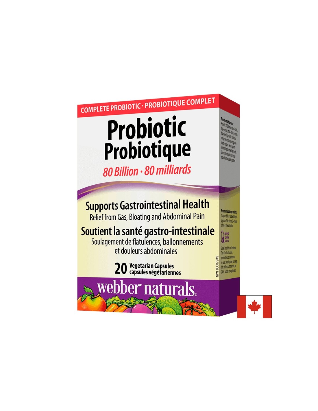 Probiotikum 80 miliárd / Probiotikum, 80 miliárd aktívnych probiotík, 20 kapsúl <tc>Webber Naturals</tc>