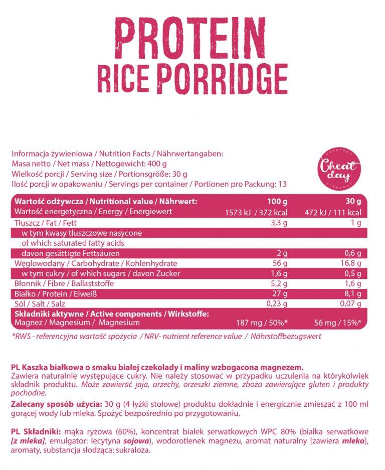 Proteínová ryžová kaša - 400 gramov