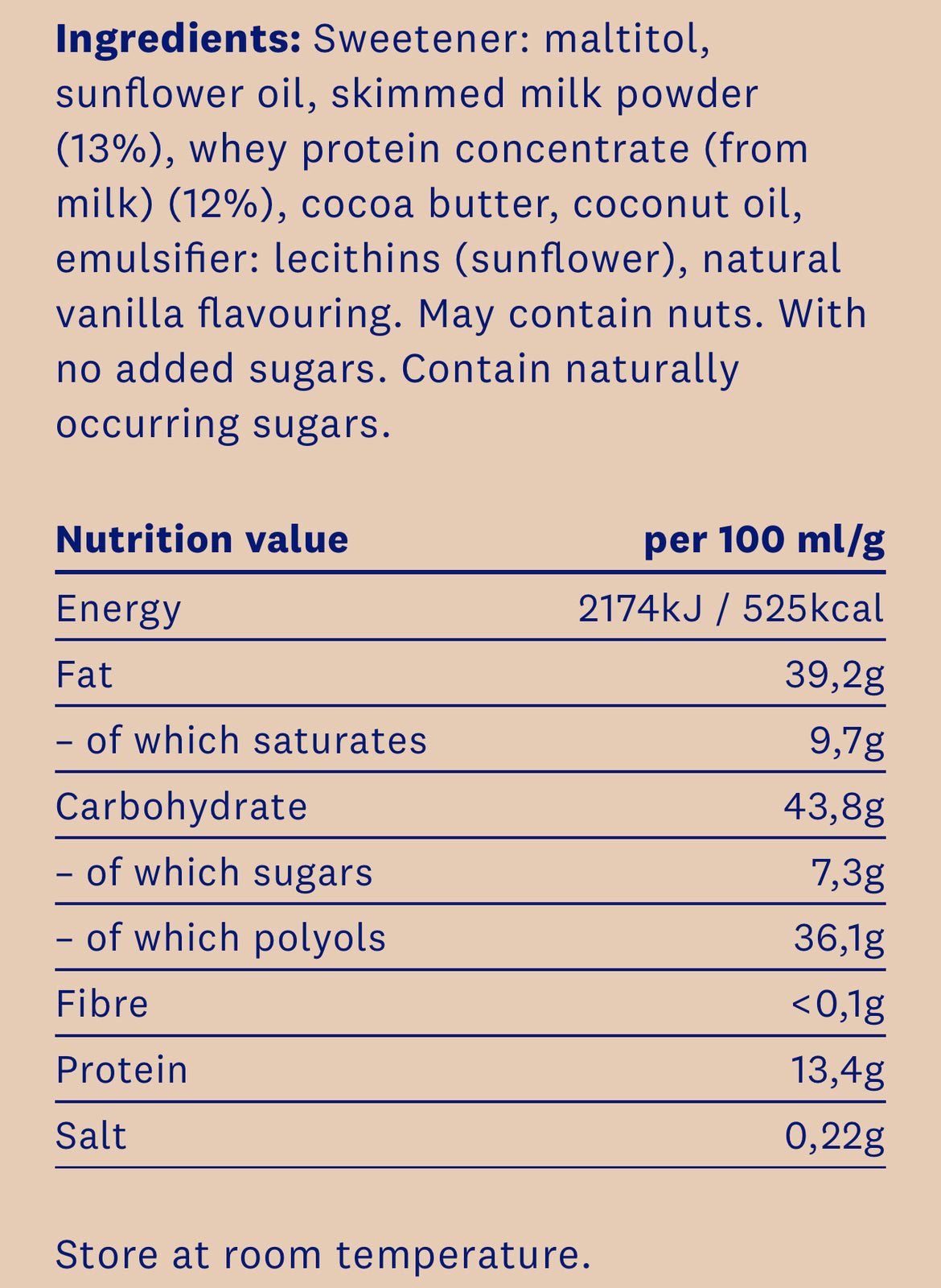 Proteinella biela čokoláda 400 g - tekutá biela čokoláda bez pridaného cukru a bez palmového oleja