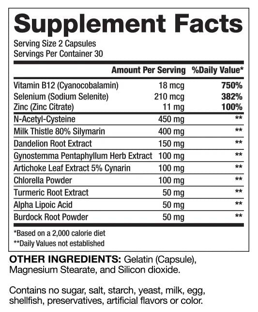 Osvedčená pečeň Dtox / Prírodná detoxikácia 60 kapsuly