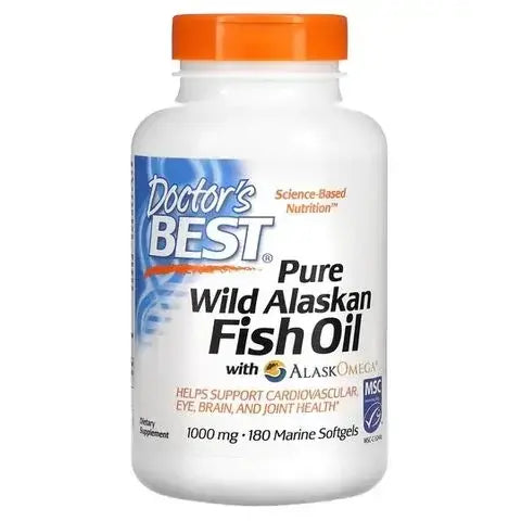 Čistý divoký aljašský rybí olej 1000 mg (180 kapsúl, 180 dávok) <tc>Doctor's Best</tc>