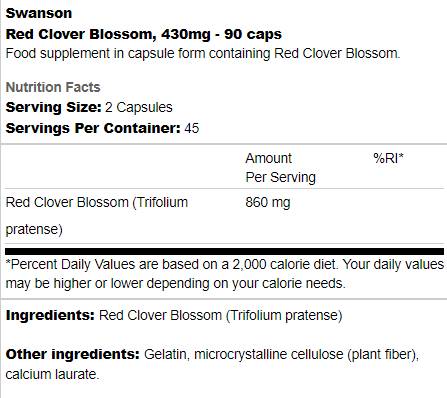 Červený Clover Blossom 430 mg 90 kapsúl