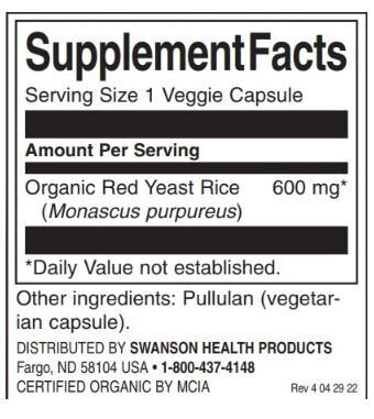 Červená kvasinková ryža 600 mg | Vyrobené z organických červených kvasinkových ryže - 60 kapsúl
