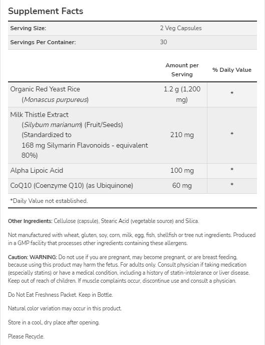 Červená kvasinková ryža 600 mg s COQ10 30 mg - 60 kapsúl