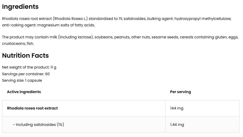 Rhodiola Rosea 144 mg | VEGE - 60 kapsúl