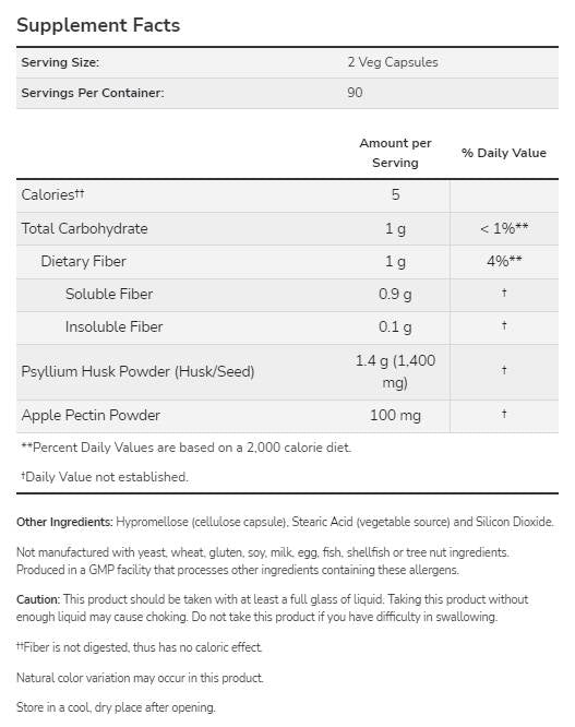 Psyllium šupka 700 mg | s jablkovým pektínom - 360 kapsúl