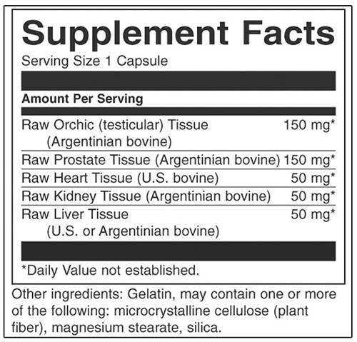 Surové multi-glandulárne pre mužov 450 mg 60 kapsúl