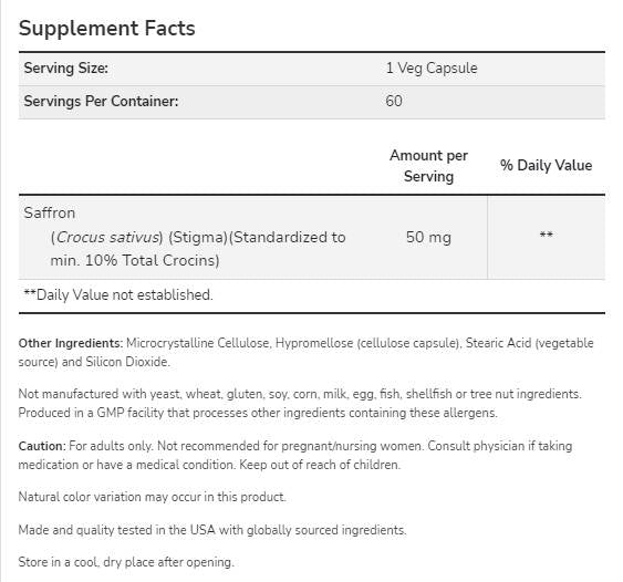 Saffron 50 mg - 60 kapsúl