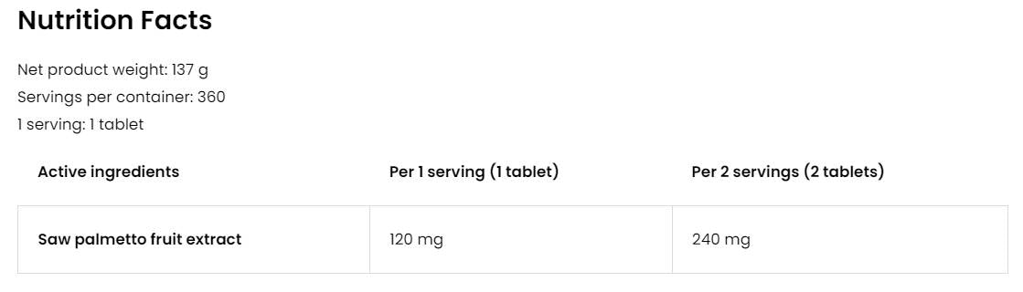 Palmetto extrakt 120 mg | VEGE 360 tablety