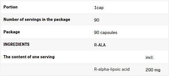 R-Ala | Kyselina R -alfa lipoová 200 mg - 90 kapsúl