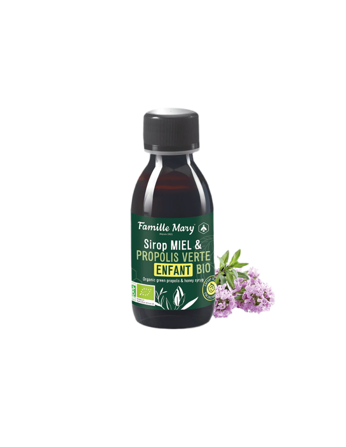 SIROP MIEL et propolis Verte enfant bio / sirup pre deti s medom a zeleným propolisom (organické), 125 ml famille Mary