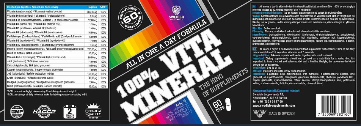 100% Vita Mineral / všetko za jeden denný vzorec - 60 kapsúl