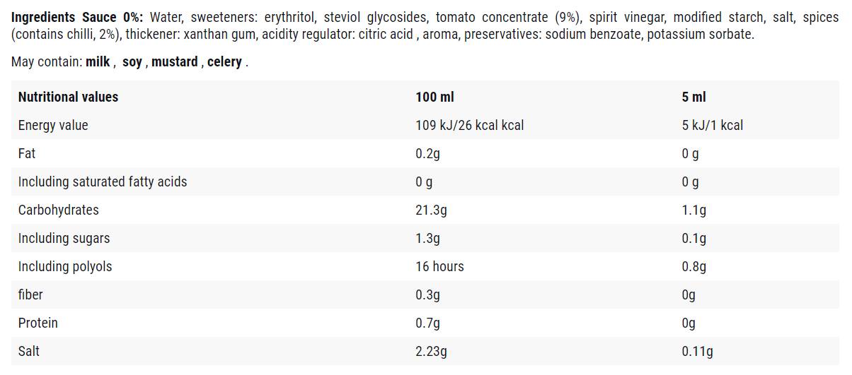 Pikantná kečup / 0 kalórií omáčka - 500 ml