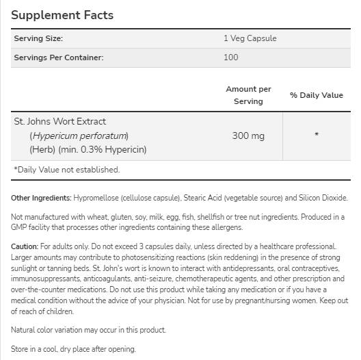 St. John's Wort 300 mg - 250 kapsúl