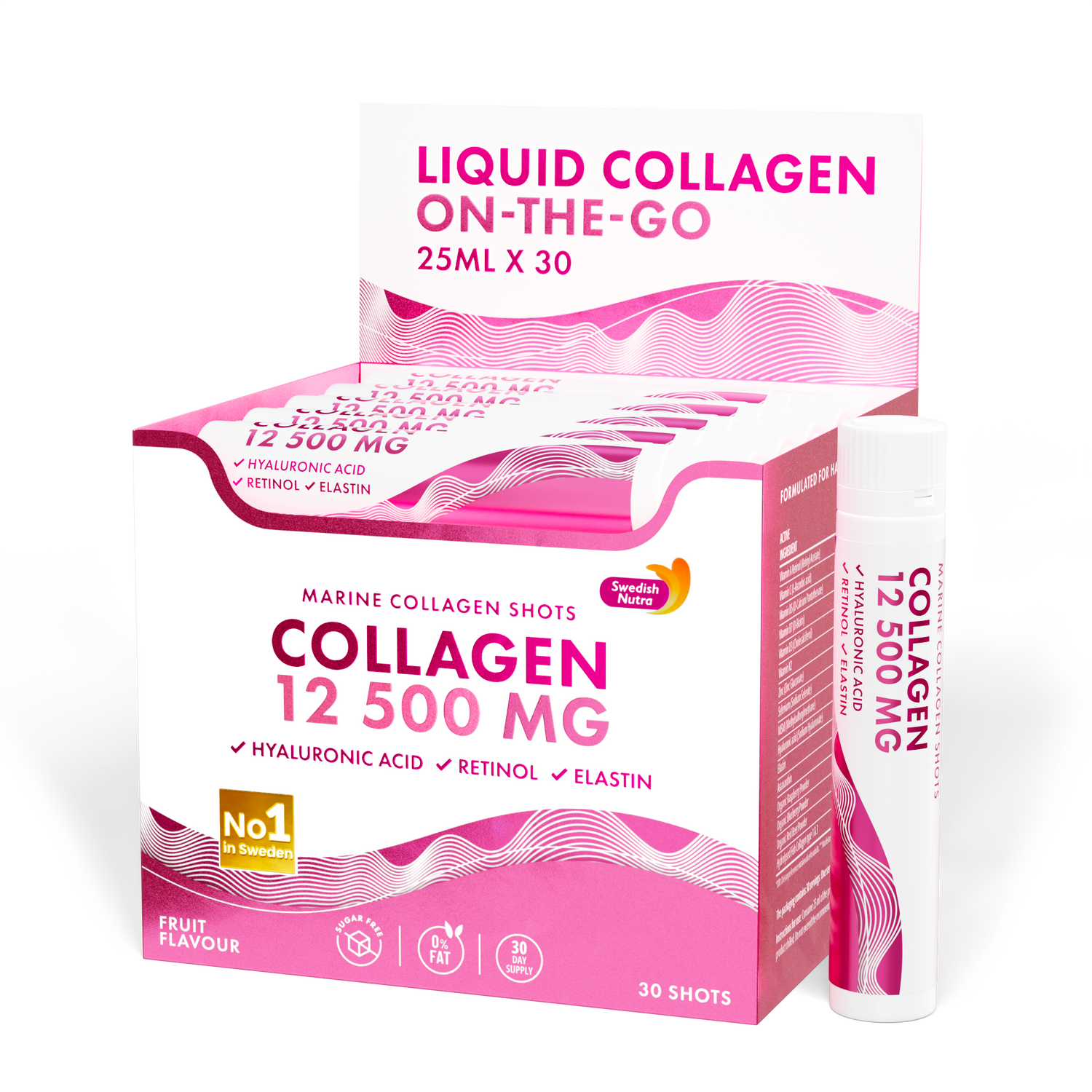 Kolagén rýb 12 500 mg s retinolom, elastínom a kyselinou hyalurónovou - 30 x 25 ml