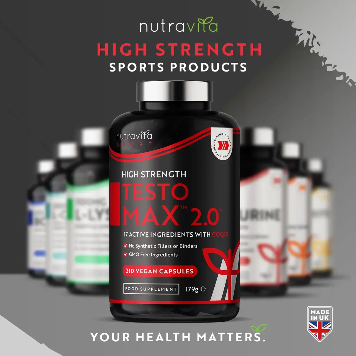 TESTOMAX™ 2.0 /210 kapsúl, 105 dní/ s Ashwagandha KSM 66®, CoQ10 a koreňom Maca <tc>Nutravita</tc>
