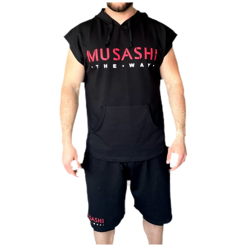Tank Top Hoodie and Shorts Set - čierna