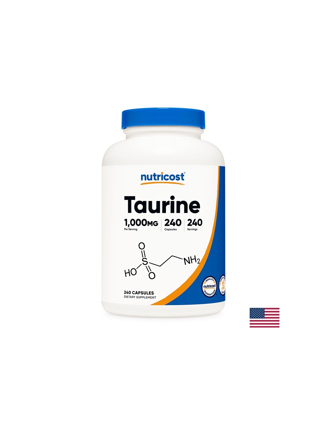 Funkcia a vytrvalosť svalov - Taurín, 1000 mg, 240 kapsúl <tc>Nutricost</tc>