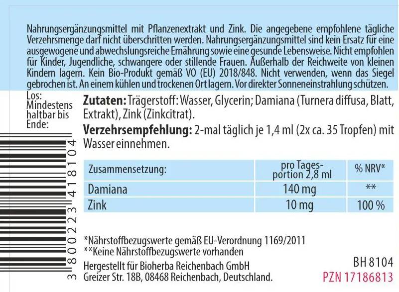 Listy tinktúry Damiana - 50 ml