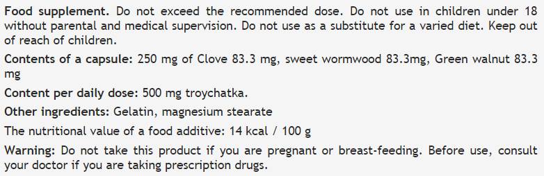 Troychatka 250 mg - 100 kapsúl