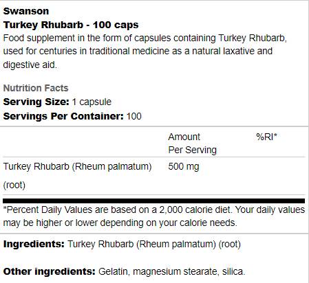 Turecko rebarbory 500 mg 100 kapsuly