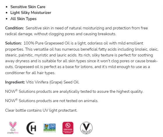 Hroznový olej 100% čisto citlivá starostlivosť o pleť - 473 ml