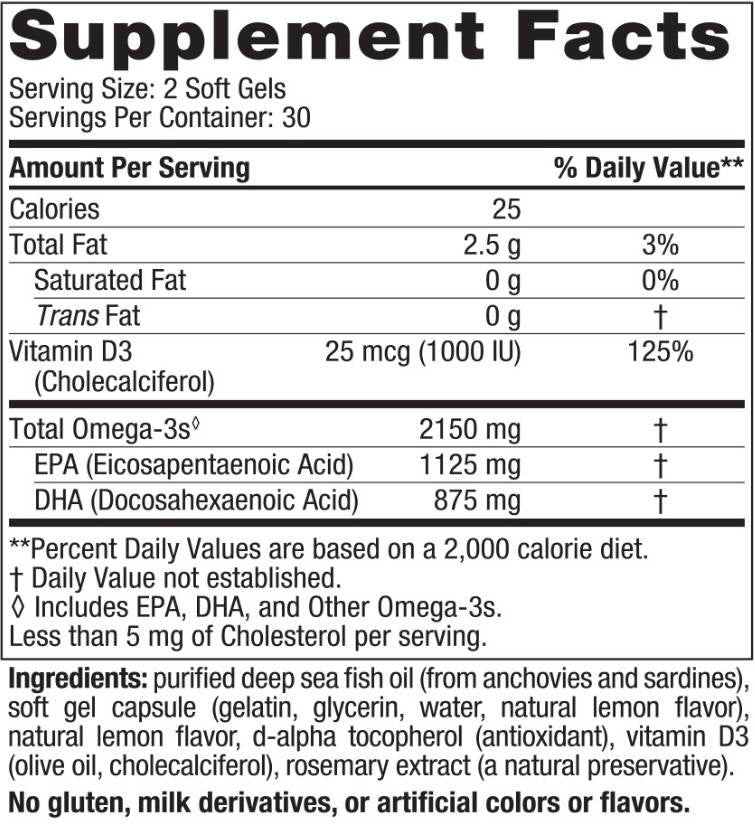 Ultimate Omega 2x 2150 mg | S vitamínom D3 - 60 gélové kapsuly