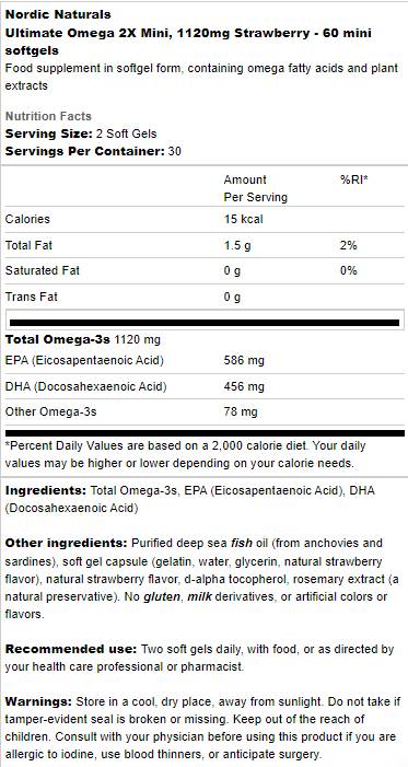 Ultimate Omega 2x Mini 1120 mg - 60 žuvateľných gélových kapsúl