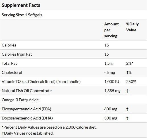 Ultra Omega 3-D s vitamínom D-3-180 gélové kapsuly