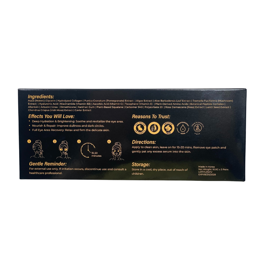 Platca kaviár polypeptid Essence Eye Eye - Intenzívny kolagén a hydratačná starostlivosť (3 ks)
