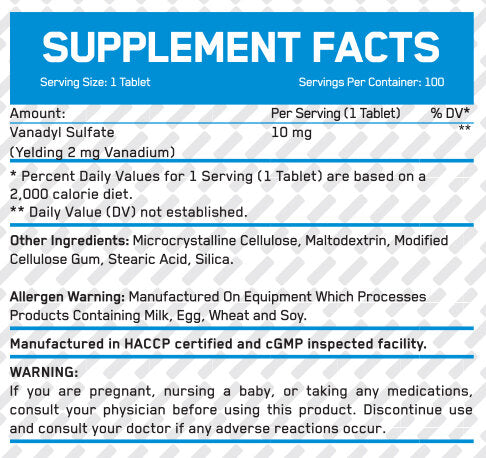 Vanadylsulfát 10 mg / 100 kariet