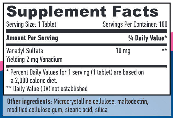 Vanadylsulfát 10 mg / 100 kariet.