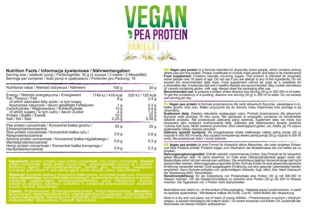 Vegan hrachový proteín - 500 gramov