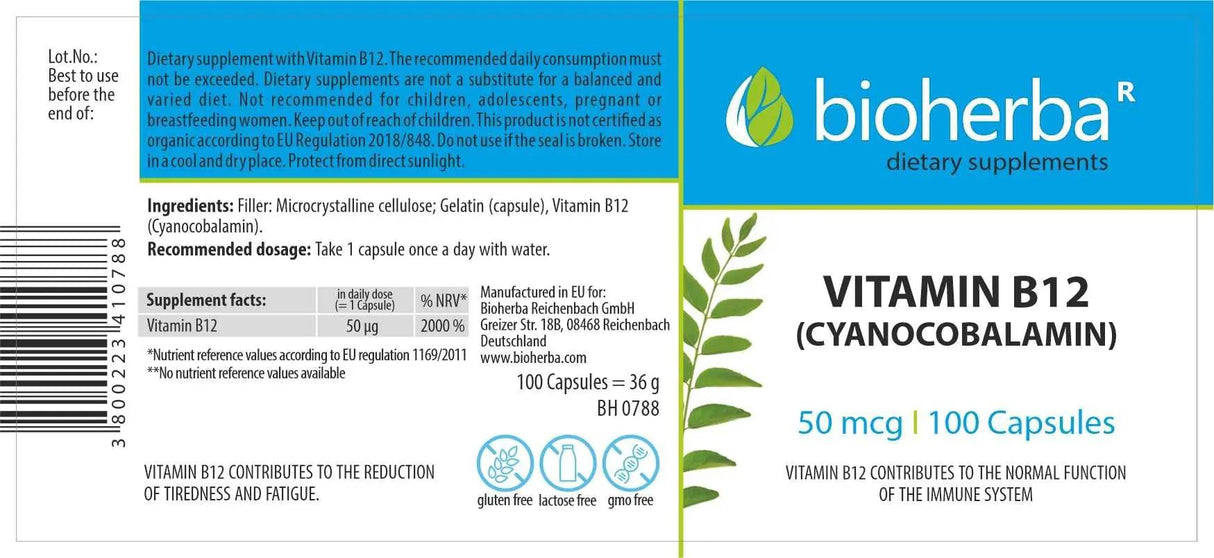 Vitamín B -12 500 mcg - 100 kapsúl