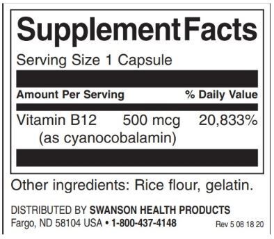 Vitamín B -12 500 mcg - 250 kapsúl
