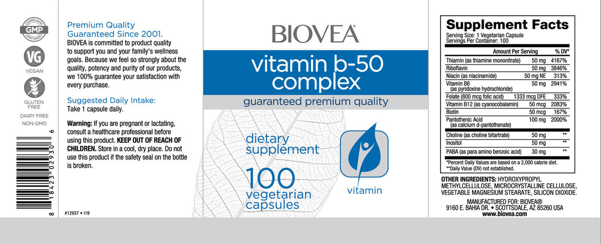 Komplex vitamínu B-50 50 mg / 100 čiapky