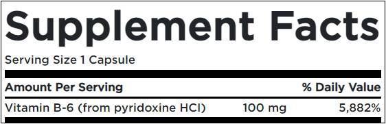 Vitamín B6 100 mg / pyridoxín - 250 kapsúl