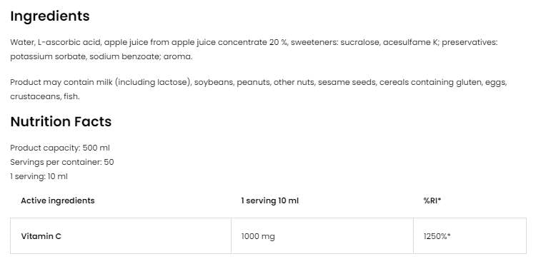 Vitamín C 1000 kvapalina 500 ml