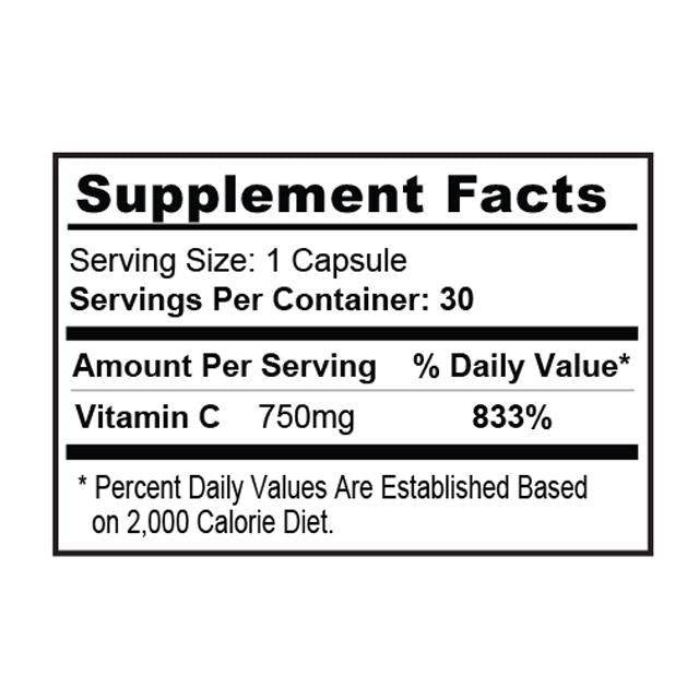 Podpora vitamínu C 750 mg / imunitný systém - 30 kapsúl